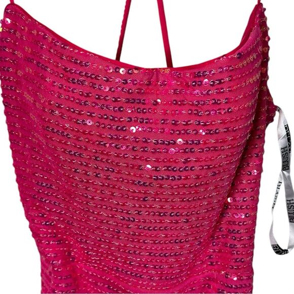 NWT Blush neon pink size 8 mini sequin homecoming party dress strappy back - Picture 5 of 11
